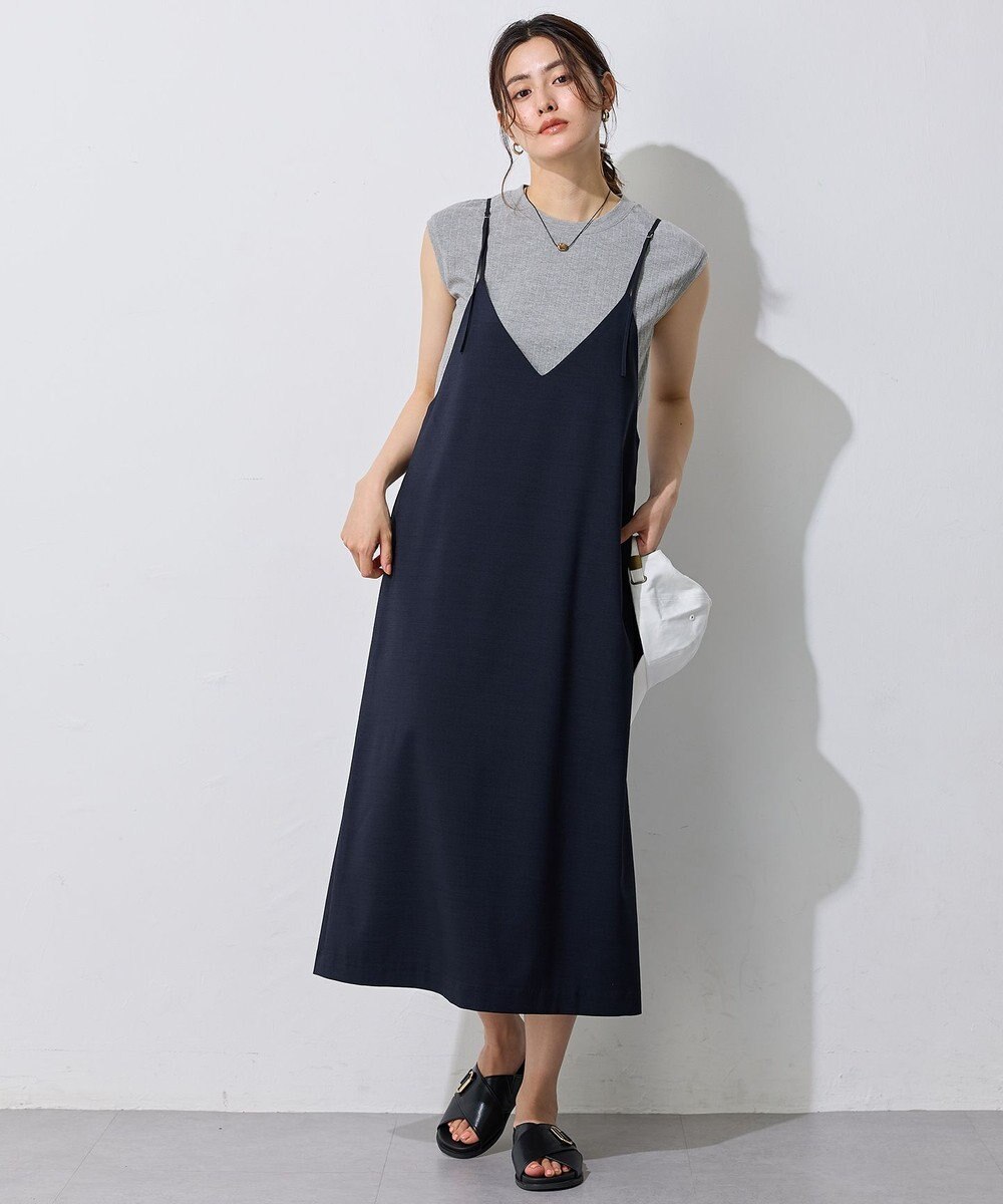 ANY L 【洗濯機可/セットアップ可/UVケア/速乾/イージーケア】サラサラテックリネンキャミソールワンピース 