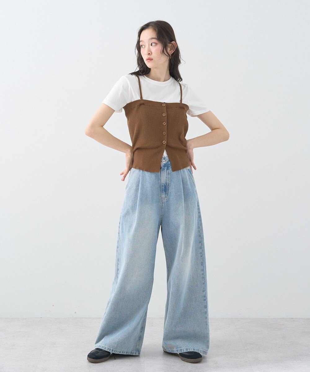 earth music&ecology ＳＥＴ２点コンパクトＴＥＥ＋マルチｗａｙニットビスチ 