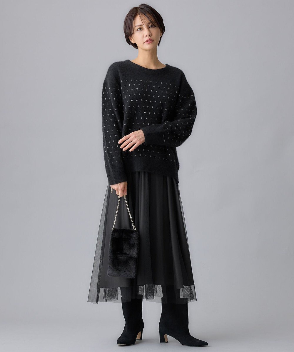 自由区 L ウールジャカードラメ ニット 