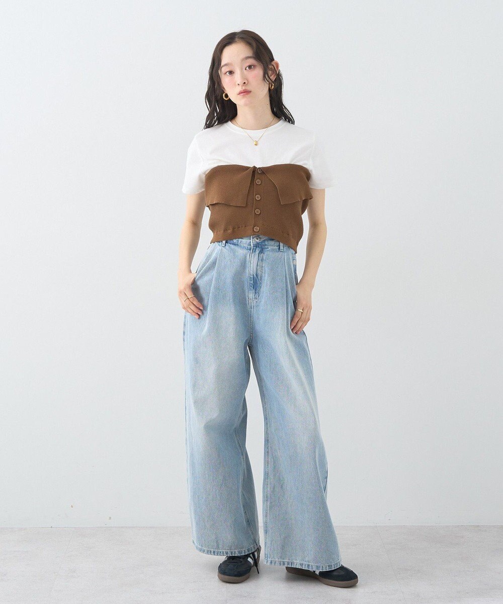 earth music&ecology ＳＥＴ２点コンパクトＴＥＥ＋マルチｗａｙニットビスチ 