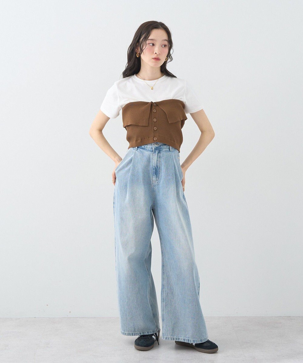 earth music&ecology ＳＥＴ２点コンパクトＴＥＥ＋マルチｗａｙニットビスチ 