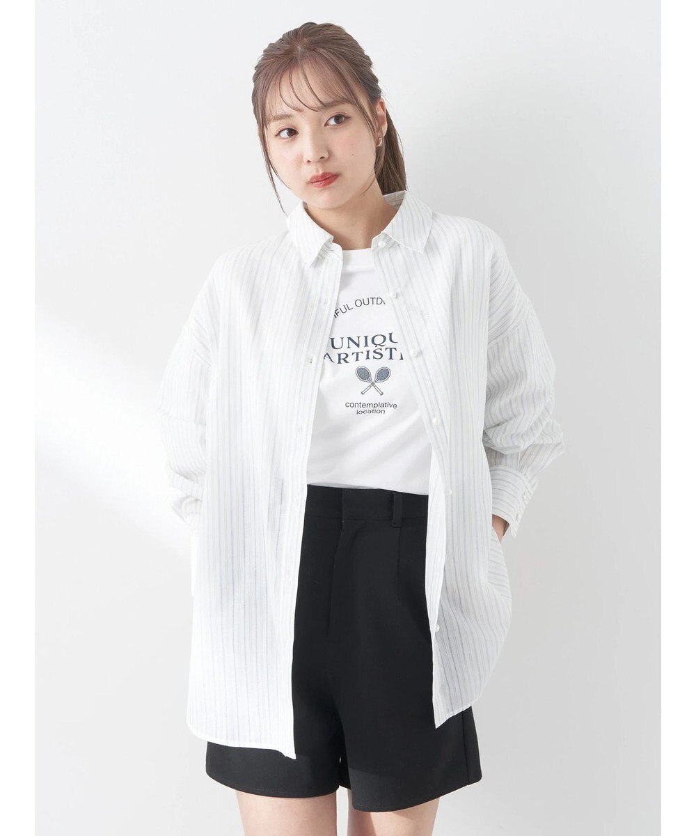 earth music&ecology パールボタンオーバーシャツ 