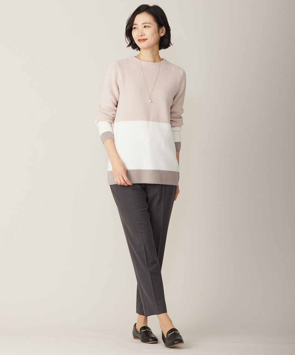 J.PRESS LADIES L 【洗える】CLEAR COTTON BLEND カラーブロック ニット 