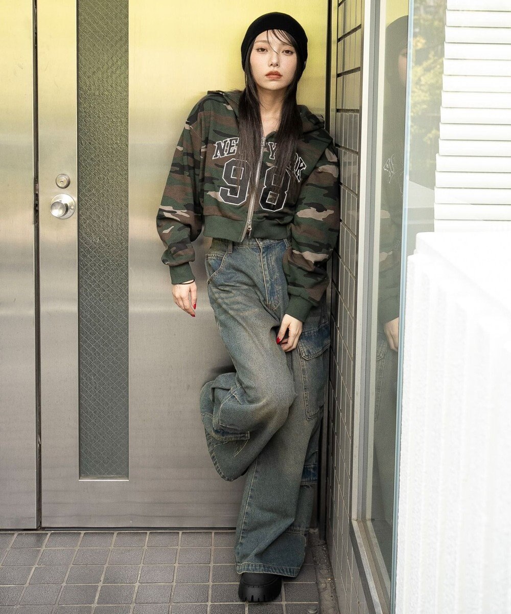 WEGO グラフィックショートZIPパーカー 