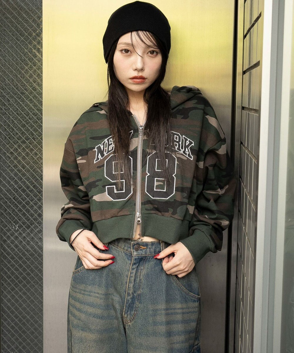 WEGO グラフィックショートZIPパーカー 