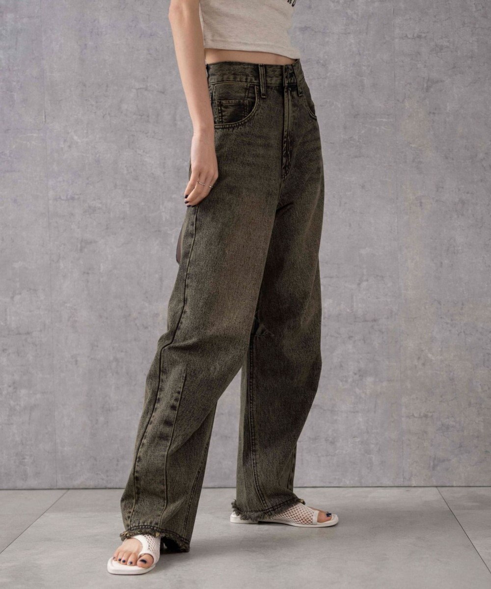 WEGO ヴィンテージウォッシュカーブデニムパンツ 