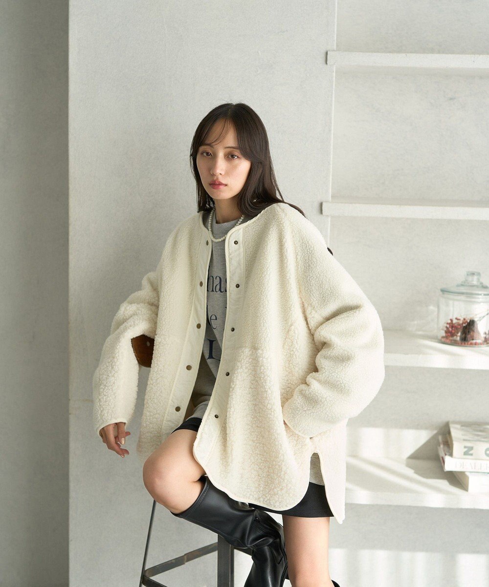 earth music&ecology 粒違い切替ボアブルゾン 