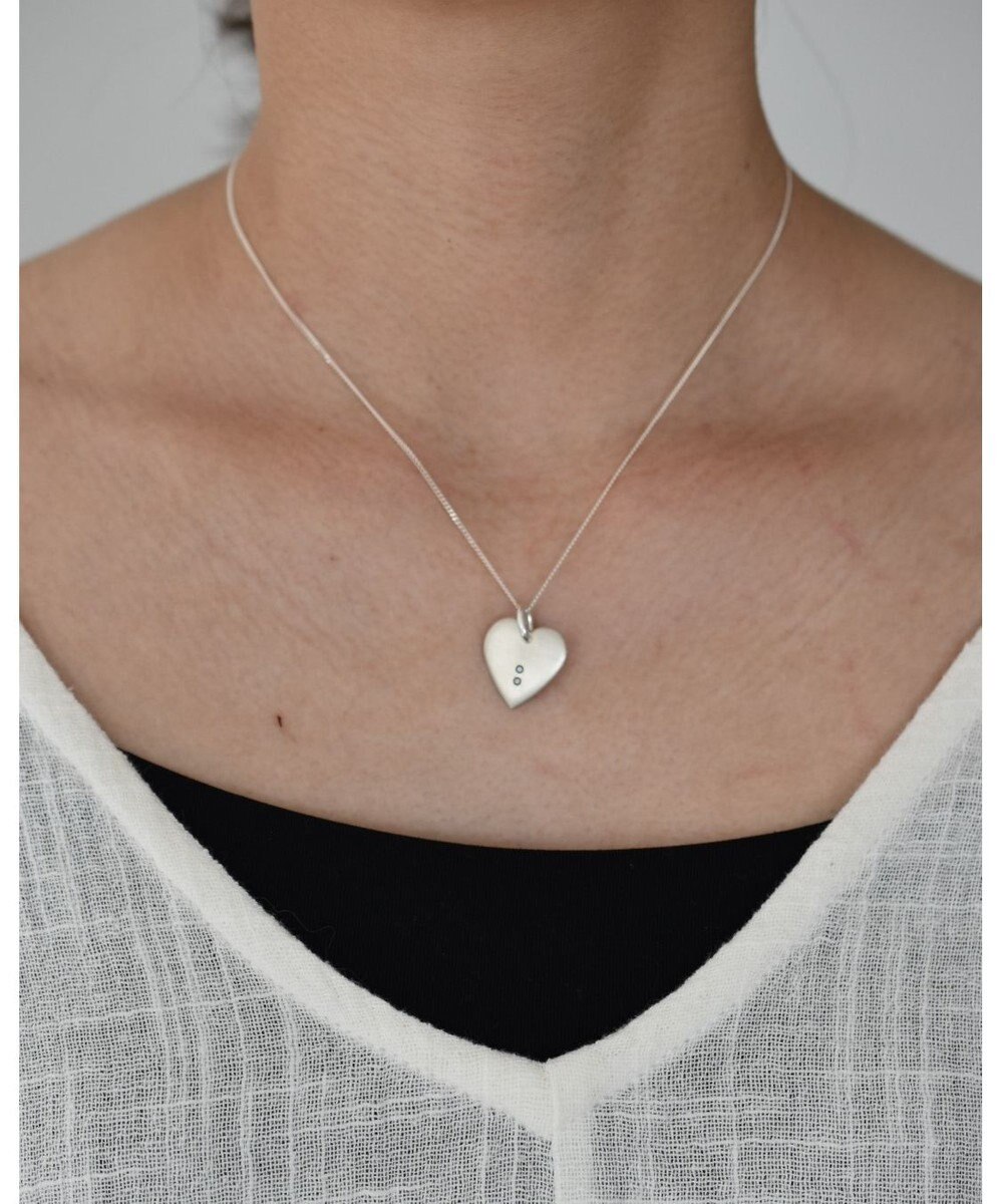 yoaa シルバー925 ハートプレートブラックダイヤモンドネックレストップ 