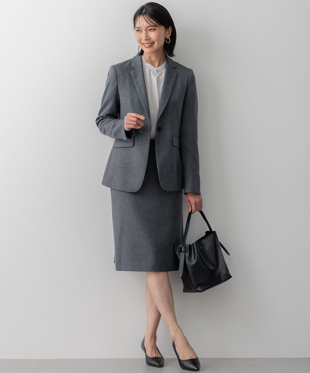 23区 L 【洗える/セットアップ対応】ウールライクカルゼ タイト スカート 