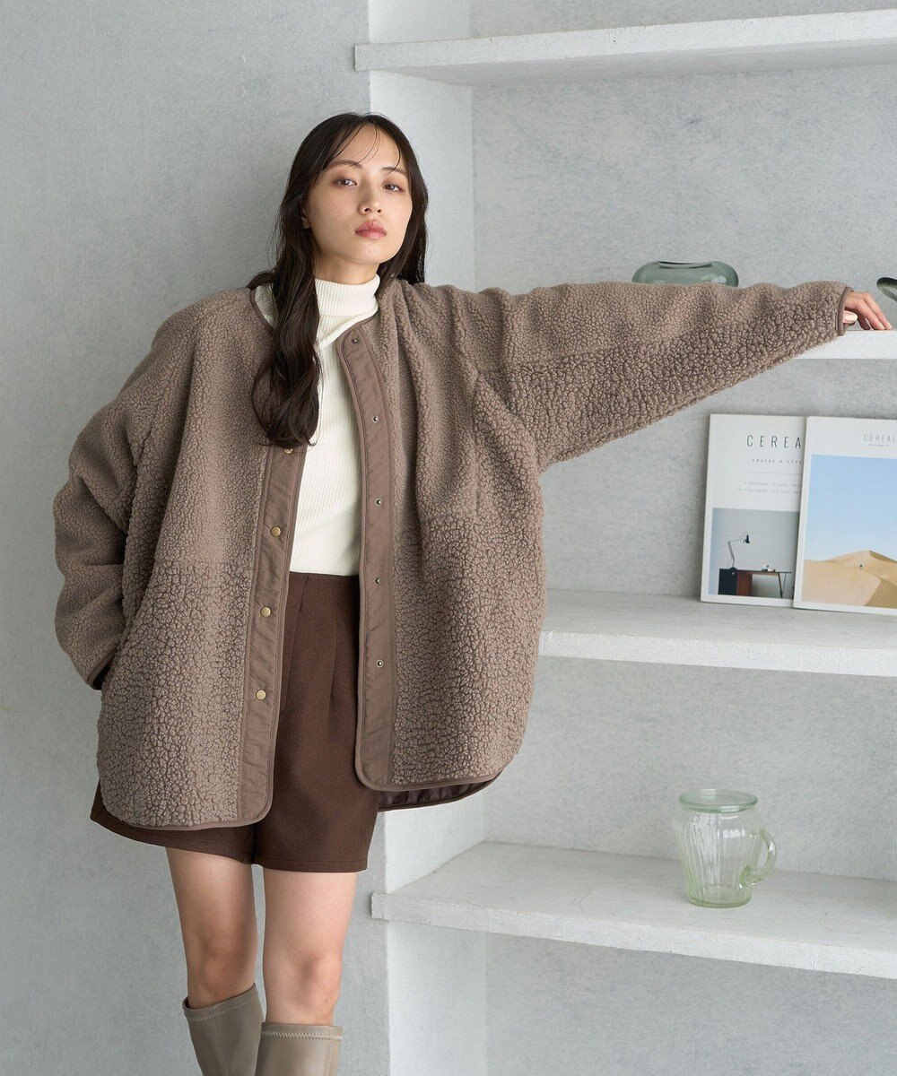 earth music&ecology 粒違い切替ボアブルゾン 