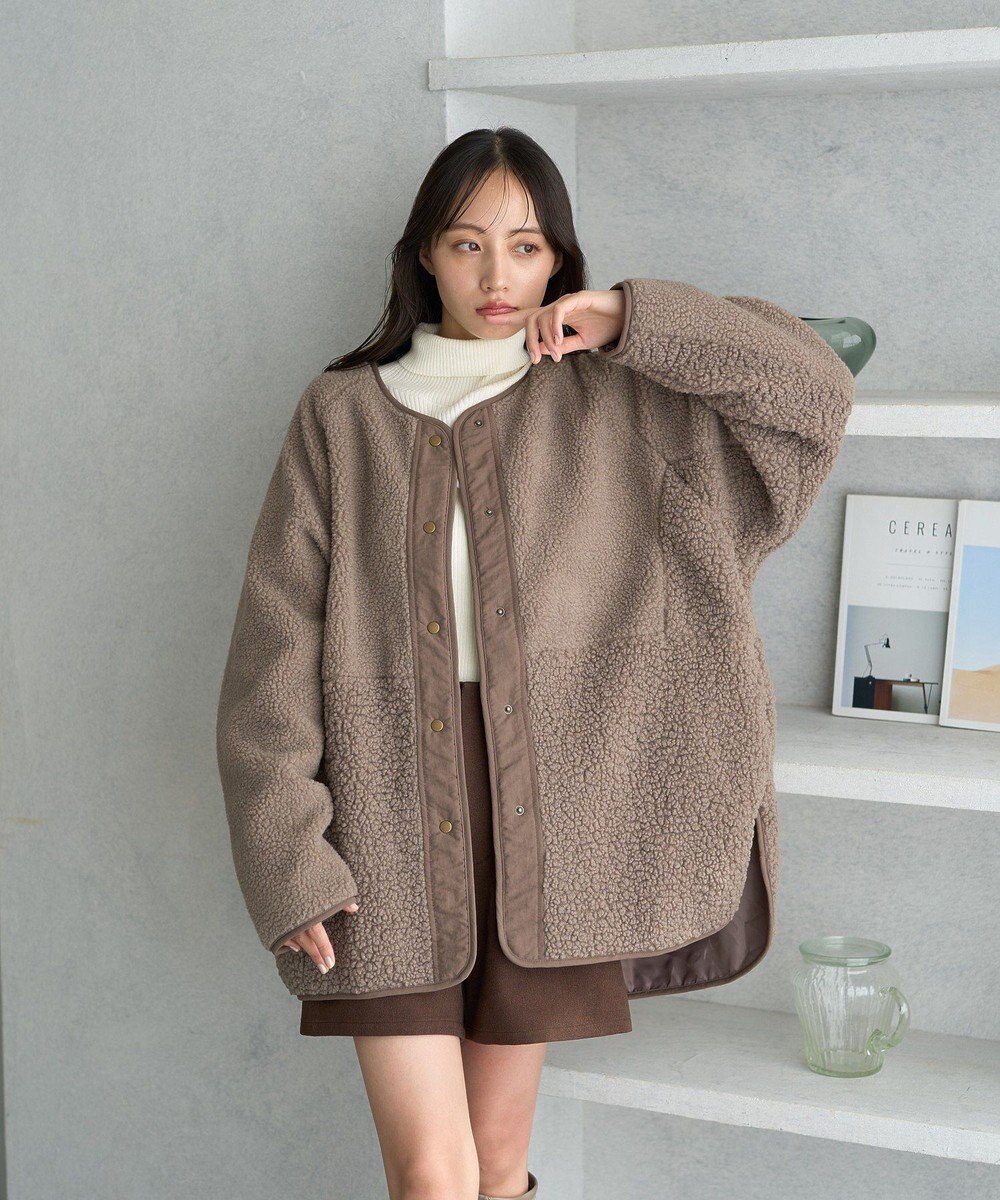 earth music&ecology 粒違い切替ボアブルゾン 