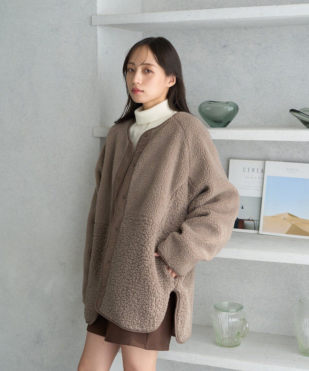 earth music&ecology 粒違い切替ボアブルゾン 