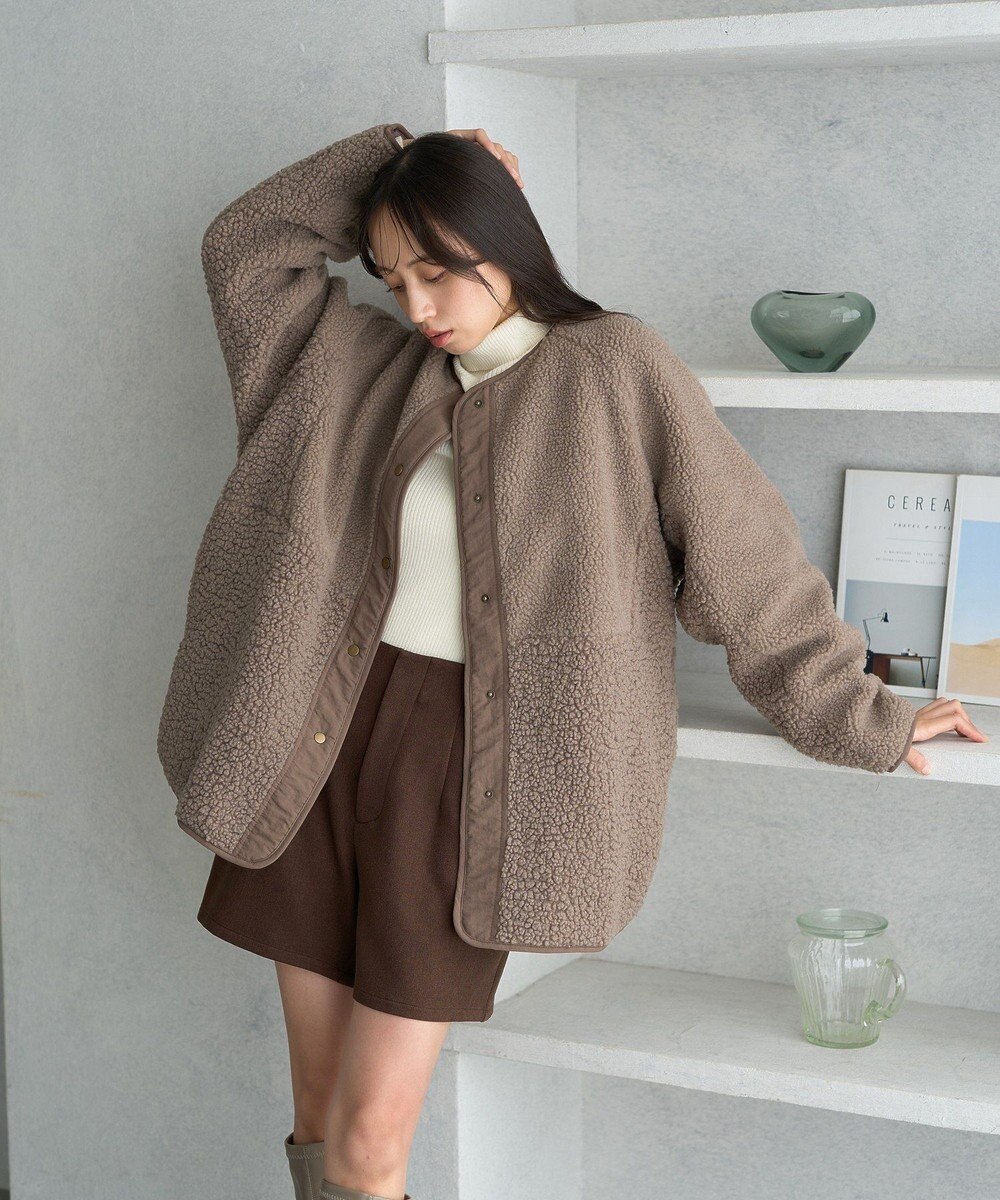 earth music&ecology 粒違い切替ボアブルゾン 