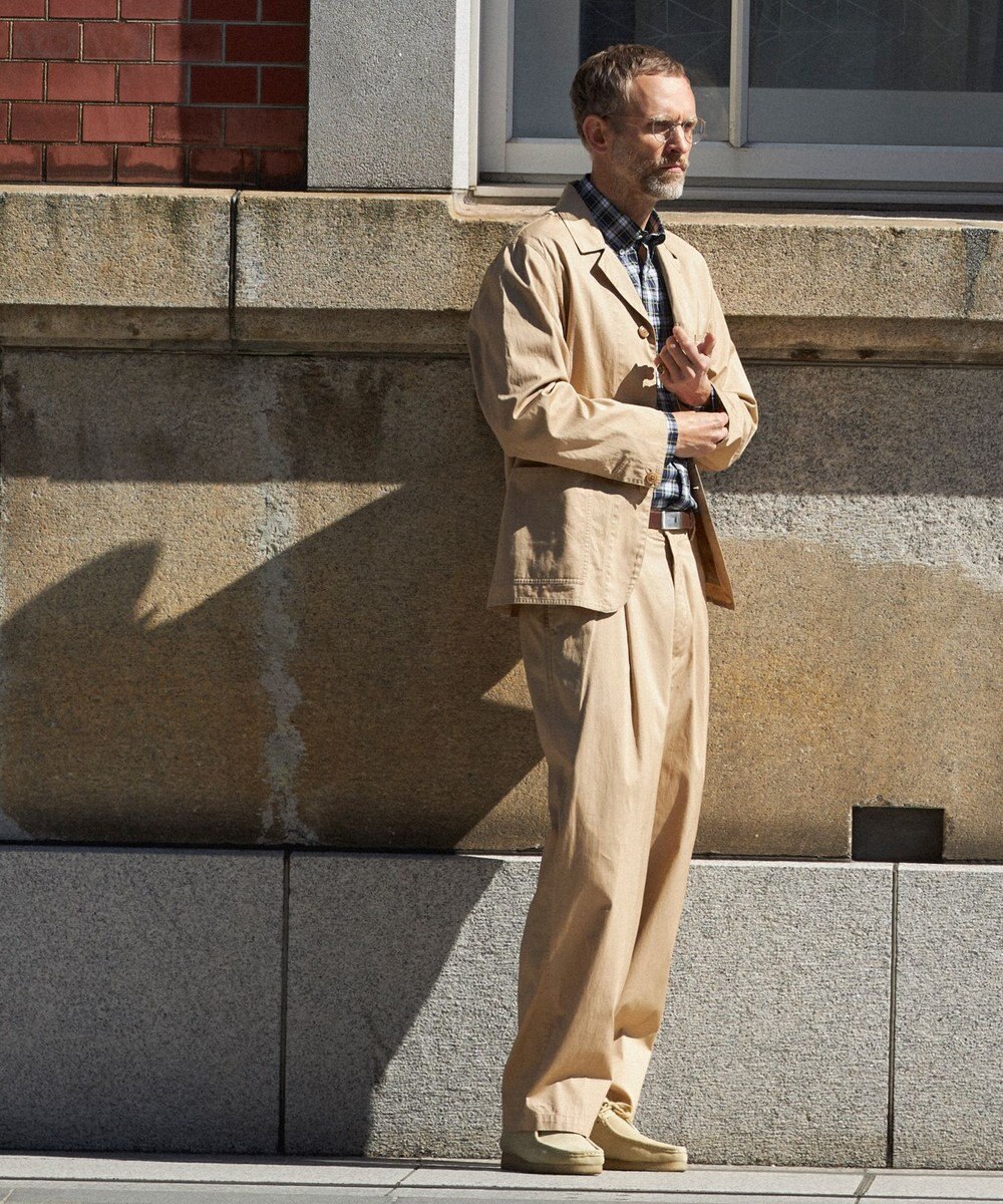 J.PRESS MEN ギザツイルワンタックワイドパンツ 