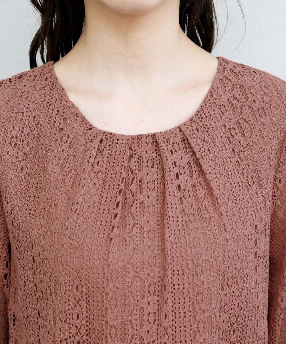 Tiaclasse L 【洗える】レースコンビチュニックブラウス 