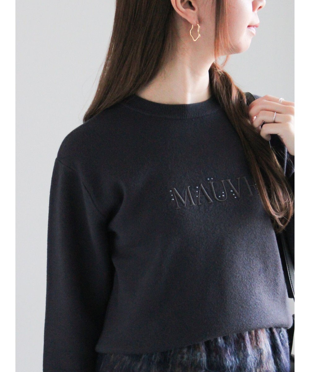 Te chichi パール&ウレタン刺繍ロゴニット 