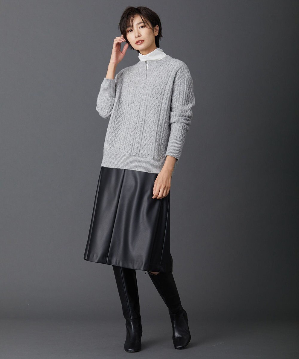 J.PRESS LADIES 【洗える】シンセティックマットleather スカート 