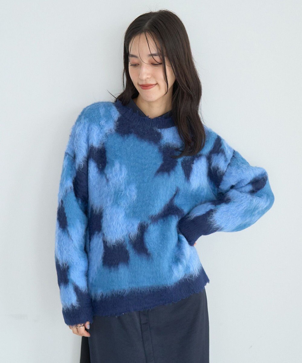 YECCA VECCA フラワー柄シャギーニット 