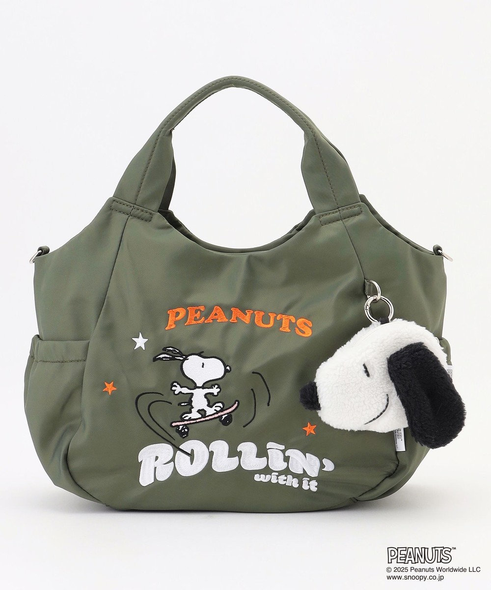 Y'SACCS SNOOPYデザイン サイドギャザー2wayトート　Mサイズ(スケートボード） 