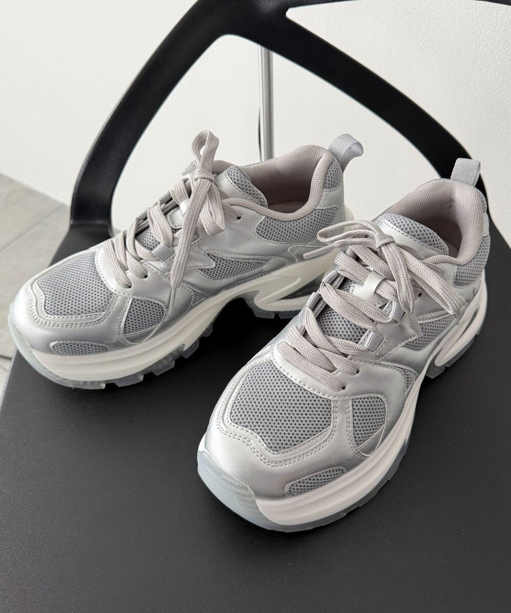 WEGO PUメッシュヒールダッドスニーカー 