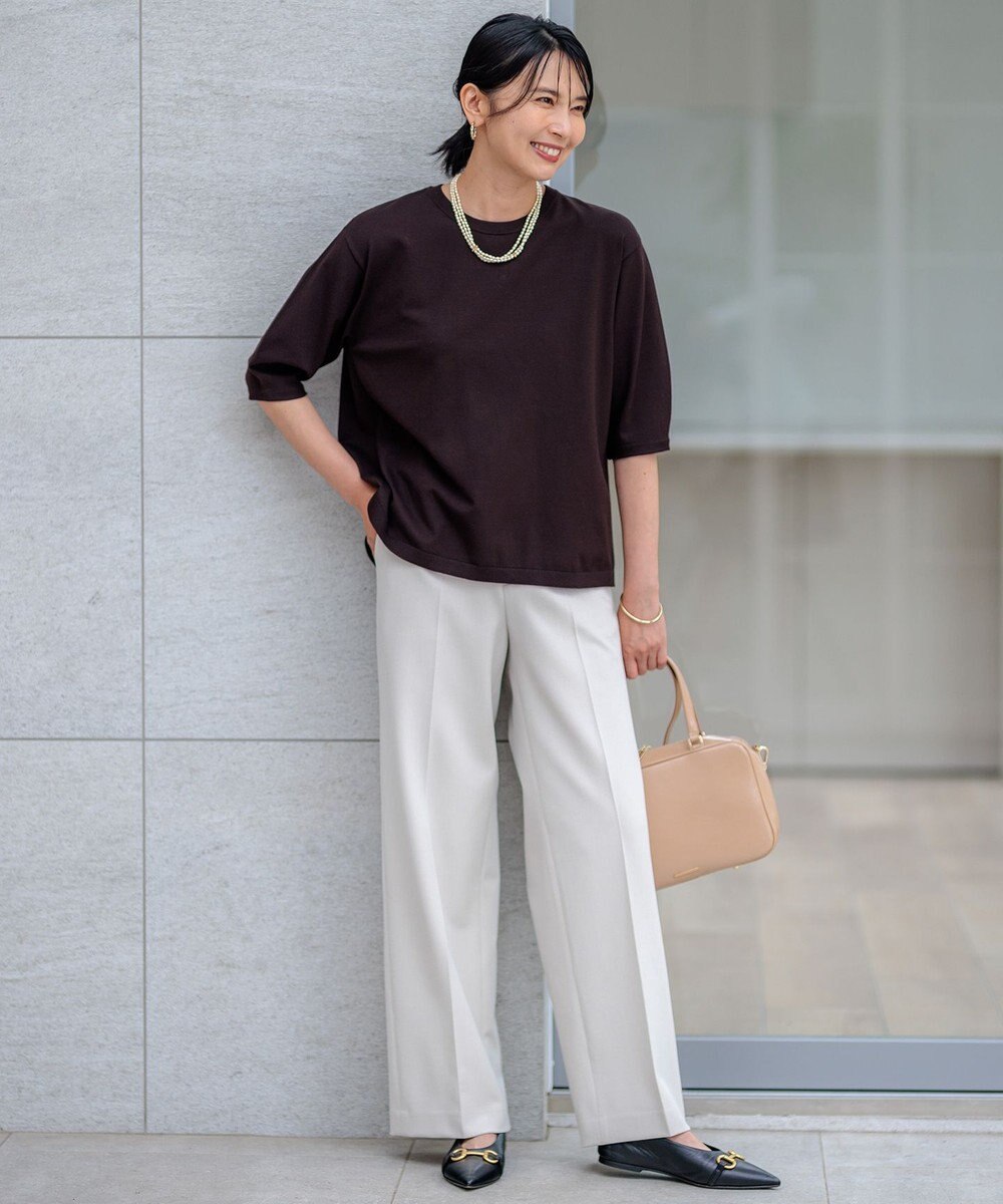 23区 【ご好評につきカラー追加/洗える】ヴィスコースストレッチ バックデザイン ニット 