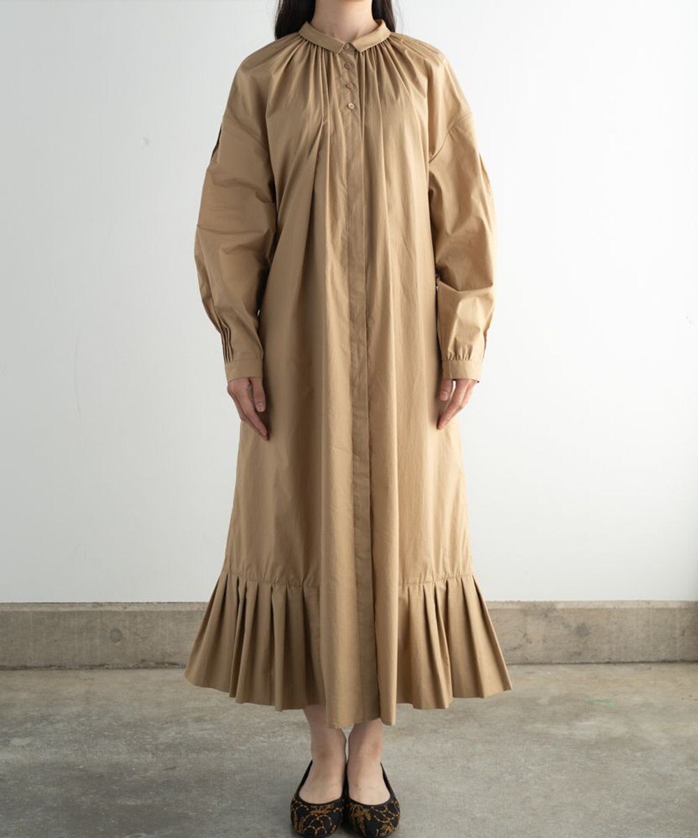 muuc 〈オーガニックコットン〉〈コットンブロード生地〉〈カラーにより異なる生地〉〈通年着られる〉コットン裾プリ ーツ 前開き ワンピース 