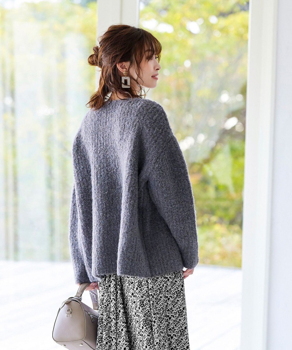 Tiaclasse L 【洗える】表情豊かなVネックMIX糸オーバーニット 