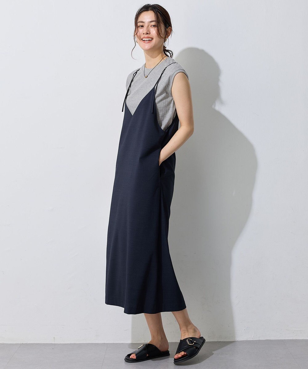 ANY L 【洗濯機可/セットアップ可/UVケア/速乾/イージーケア】サラサラテックリネンキャミソールワンピース 