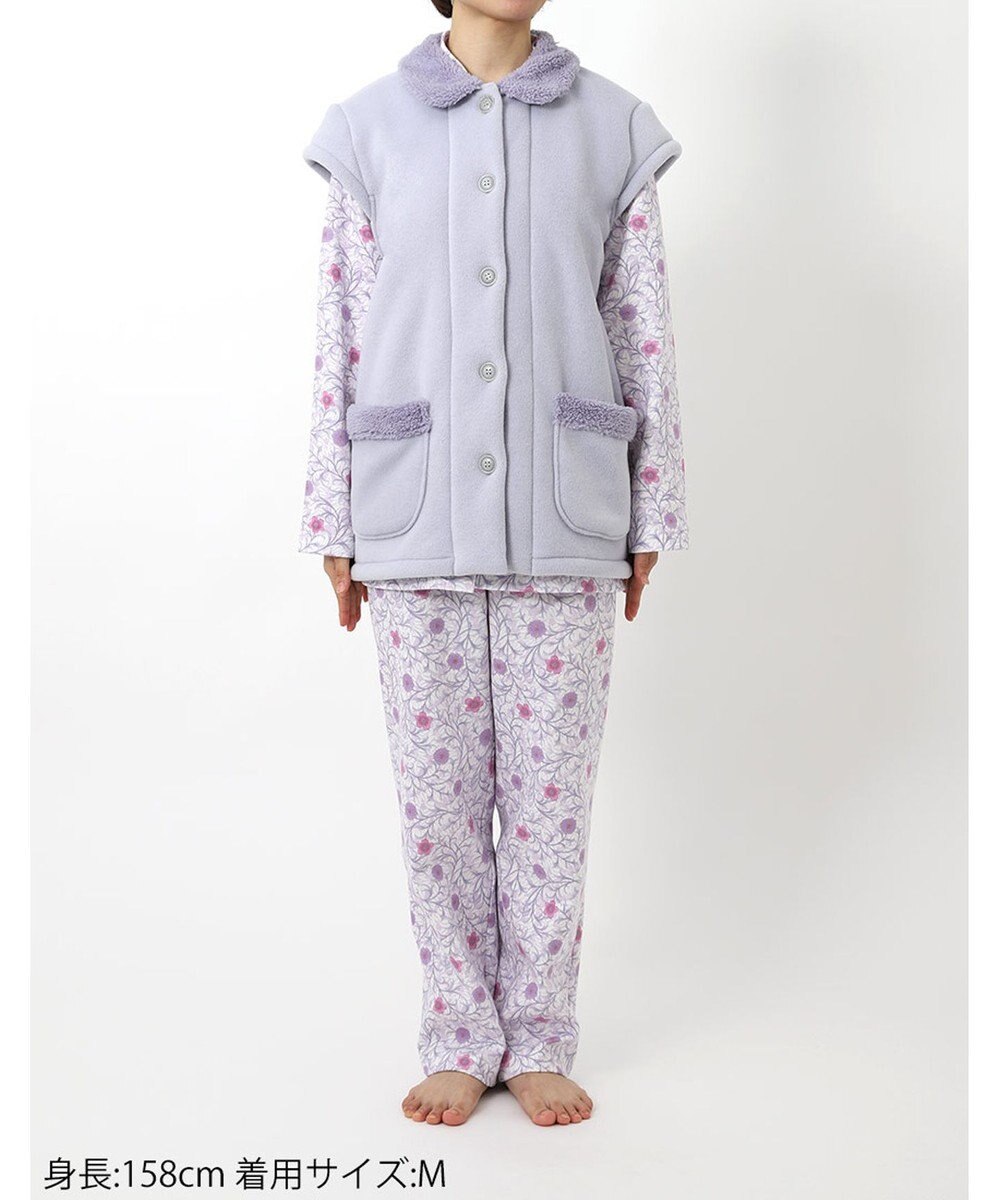 Wing ベスト 3分袖 ショート丈(腰付近) フリース素材 ボア使用(裏側) 保温性 あたたかい 前開きタイプ レディース EX2070 ウイング／ワコール 