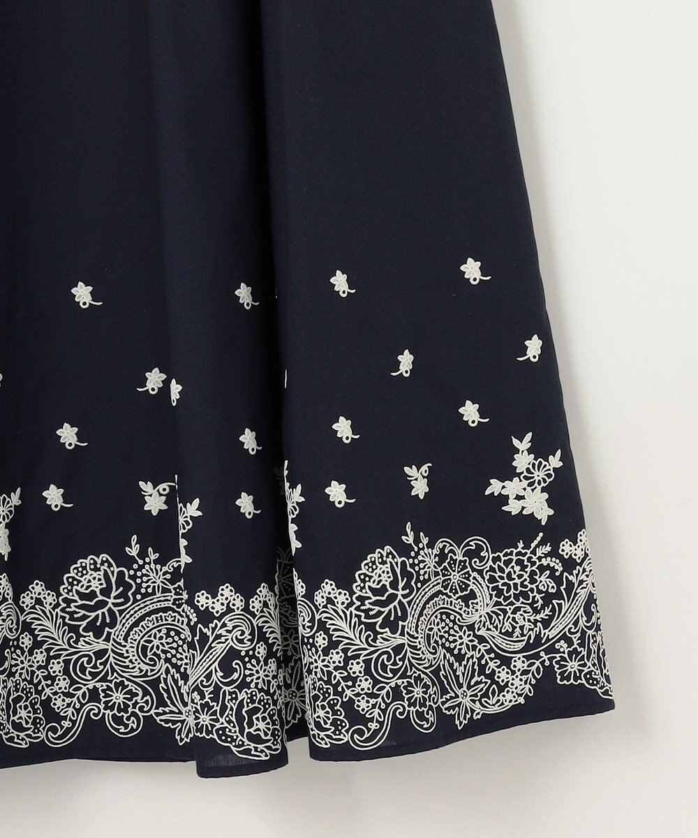 組曲 レースパネルプリント タックフレアスカート 