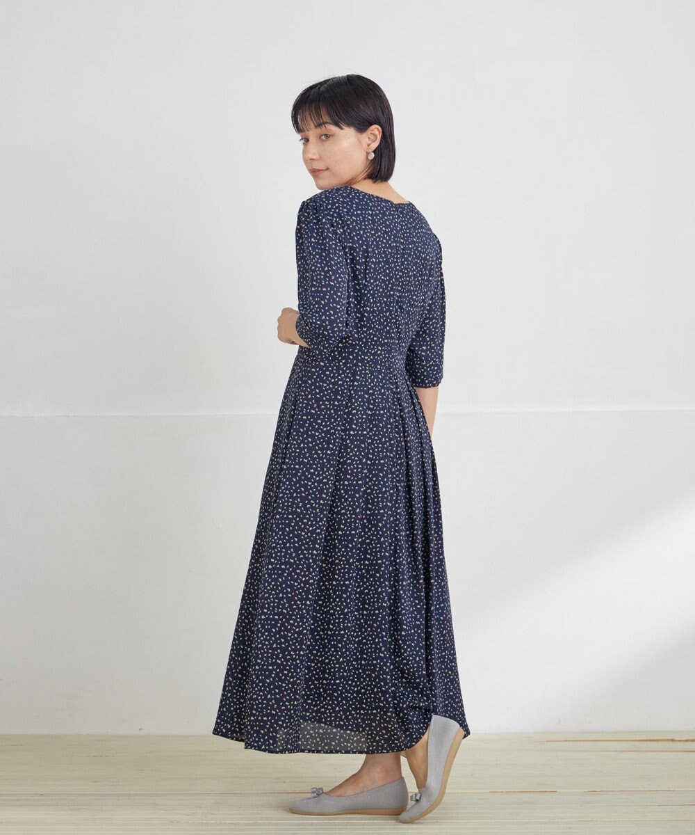 Tiaclasse L 【洗える】変形ドット柄ワンピース 