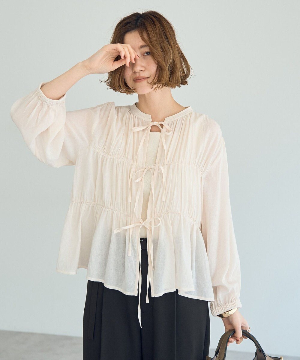 YECCA VECCA リボンデザインシアーブラウス 