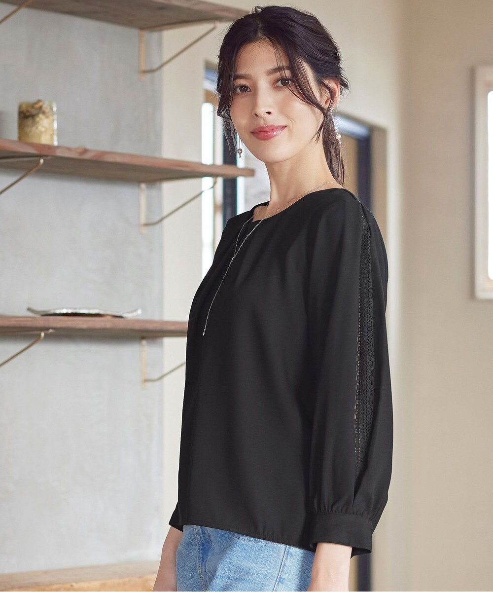 Tiaclasse 【新色追加・洗える】レースパフ袖ブラウス 