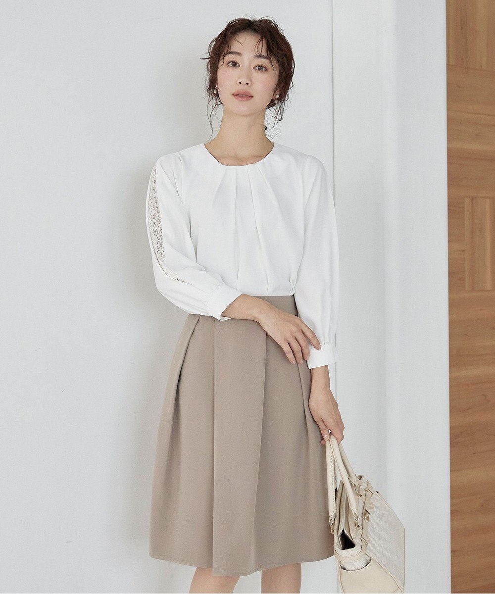 Tiaclasse 【新色追加・洗える】レースパフ袖ブラウス 