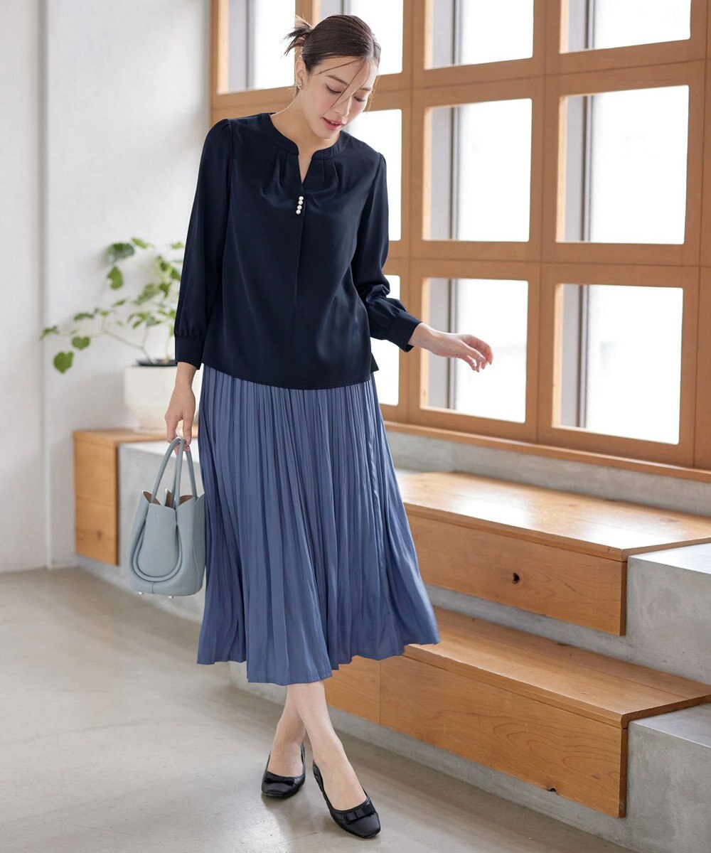 Tiaclasse 【安田美沙子さん着用・洗える】ヴィンテージサテンプリーツスカート 