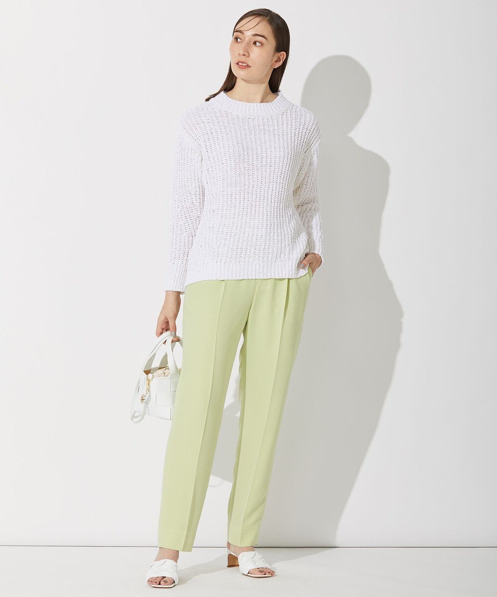 自由区 L 【洗える】コットンラッセル ボートネックニット 