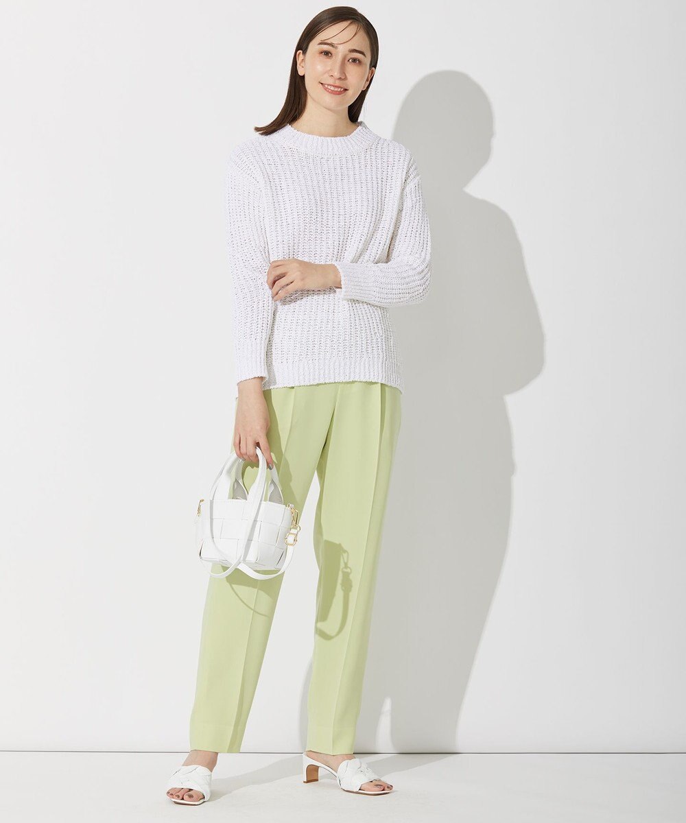 自由区 L 【洗える】コットンラッセル ボートネックニット 