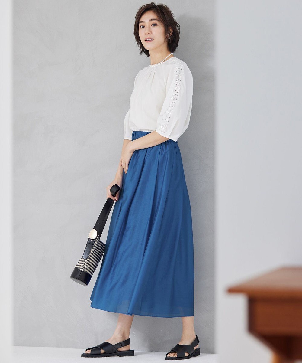 自由区 S 【洗える】エンブロイダリーブロードプルオーバー ブラウス 