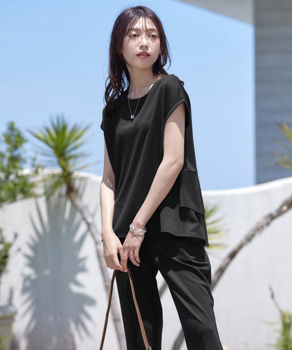 Tiaclasse 【UVカット・吸水速乾】 “きれい見え” バックペプラムトップス 