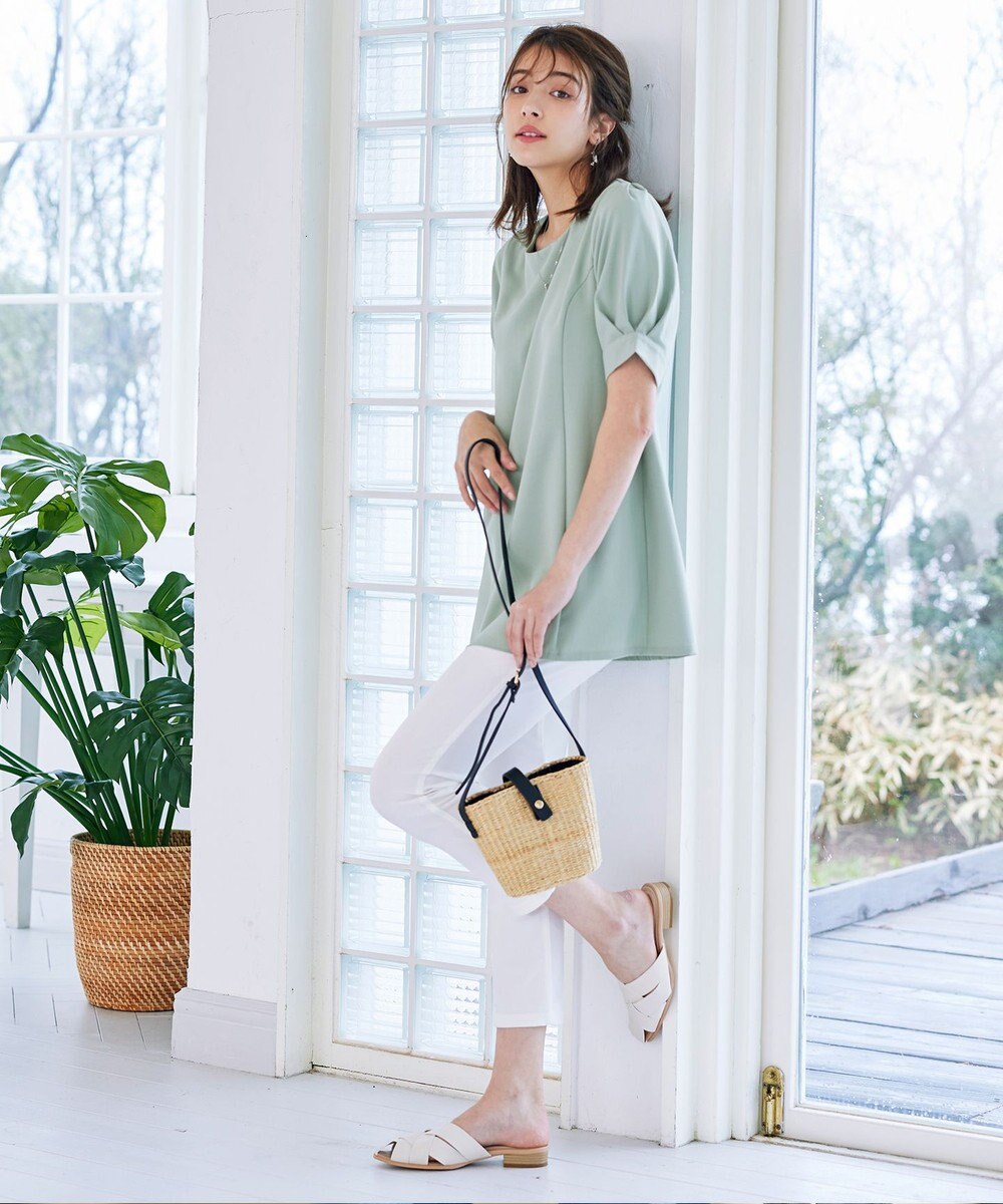 Tiaclasse 【洗える】パフスリーブチュニックブラウス 