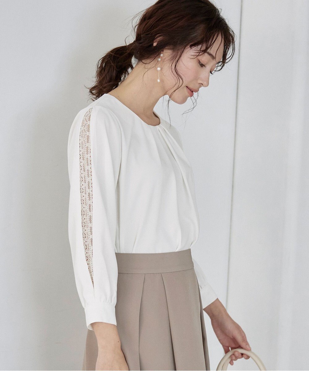 Tiaclasse 【新色追加・洗える】レースパフ袖ブラウス 