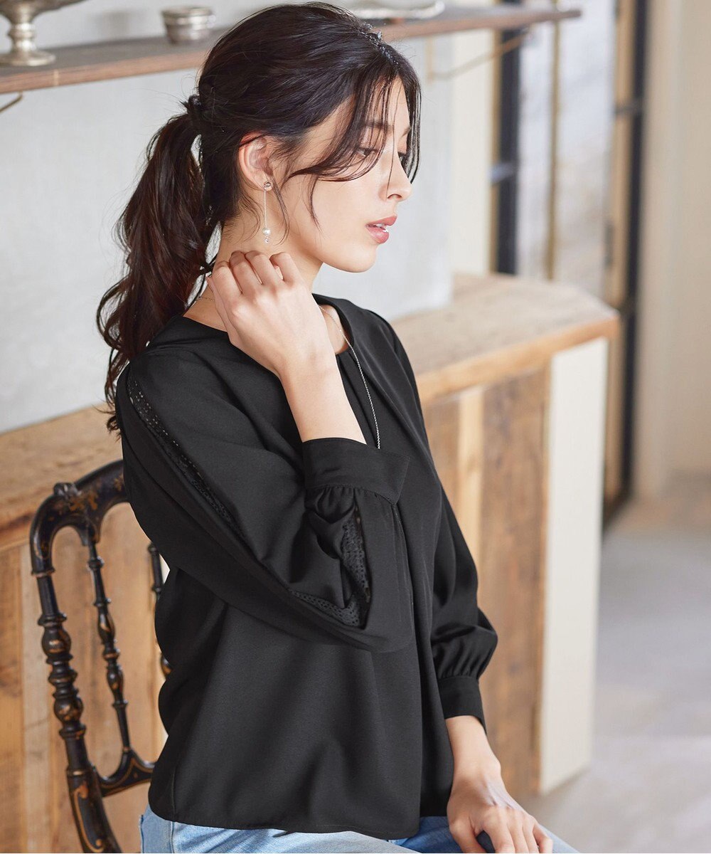 Tiaclasse 【新色追加・洗える】レースパフ袖ブラウス 