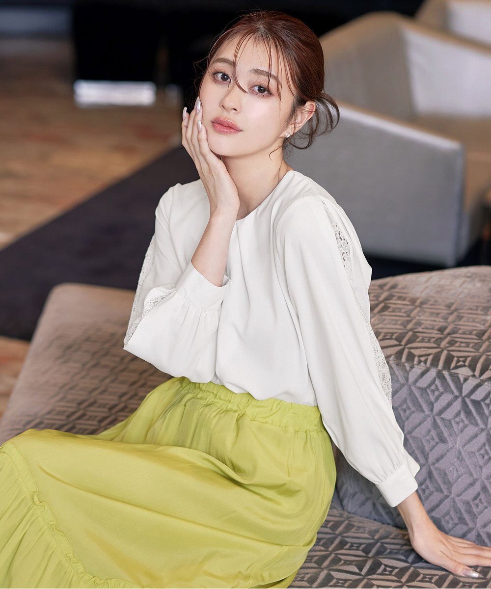 Tiaclasse 【新色追加・洗える】レースパフ袖ブラウス 