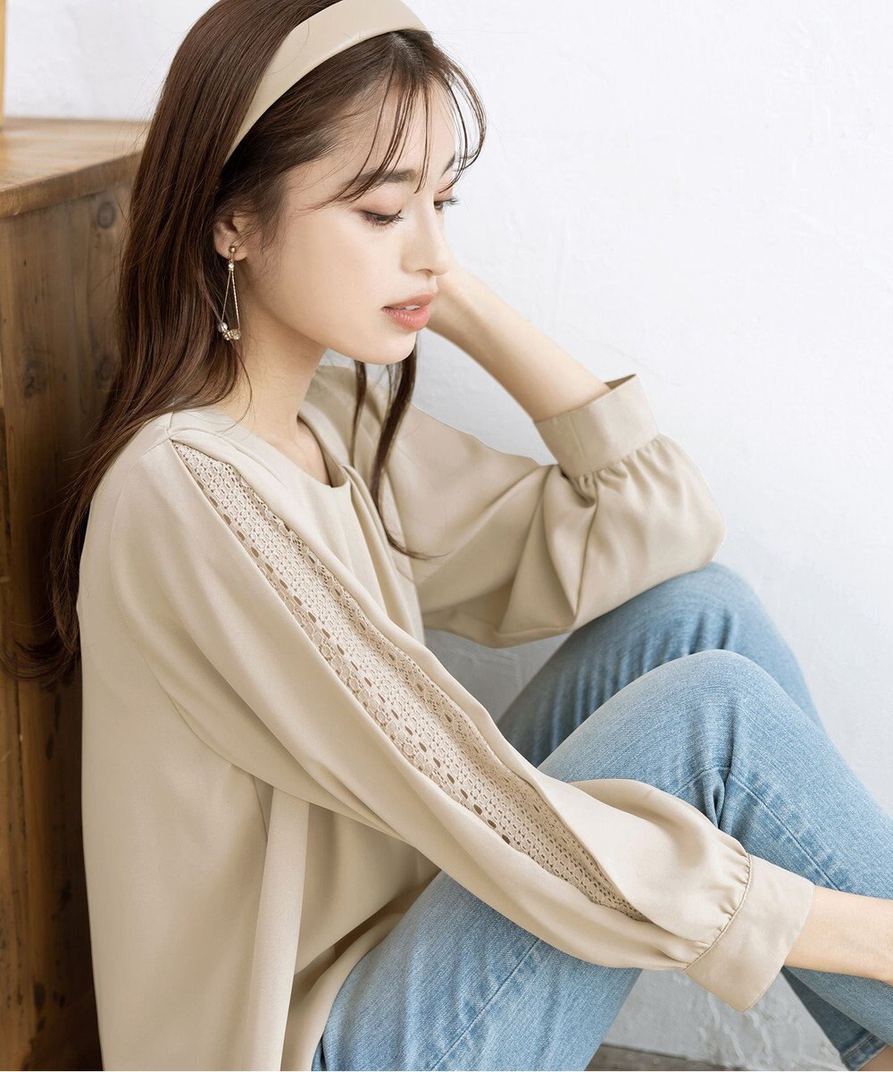 Tiaclasse 【新色追加・洗える】レースパフ袖ブラウス 