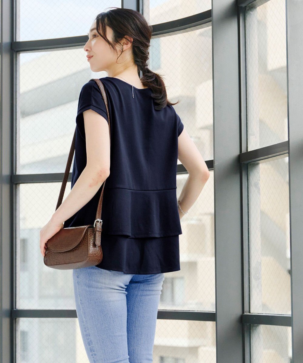 Tiaclasse 【UVカット・吸水速乾】 “きれい見え” バックペプラムトップス 