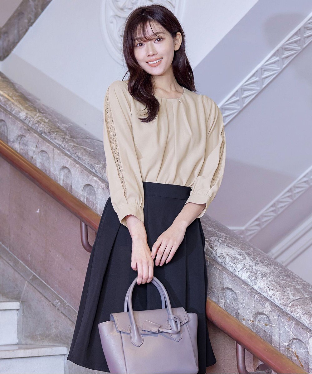 Tiaclasse 【新色追加・洗える】レースパフ袖ブラウス 