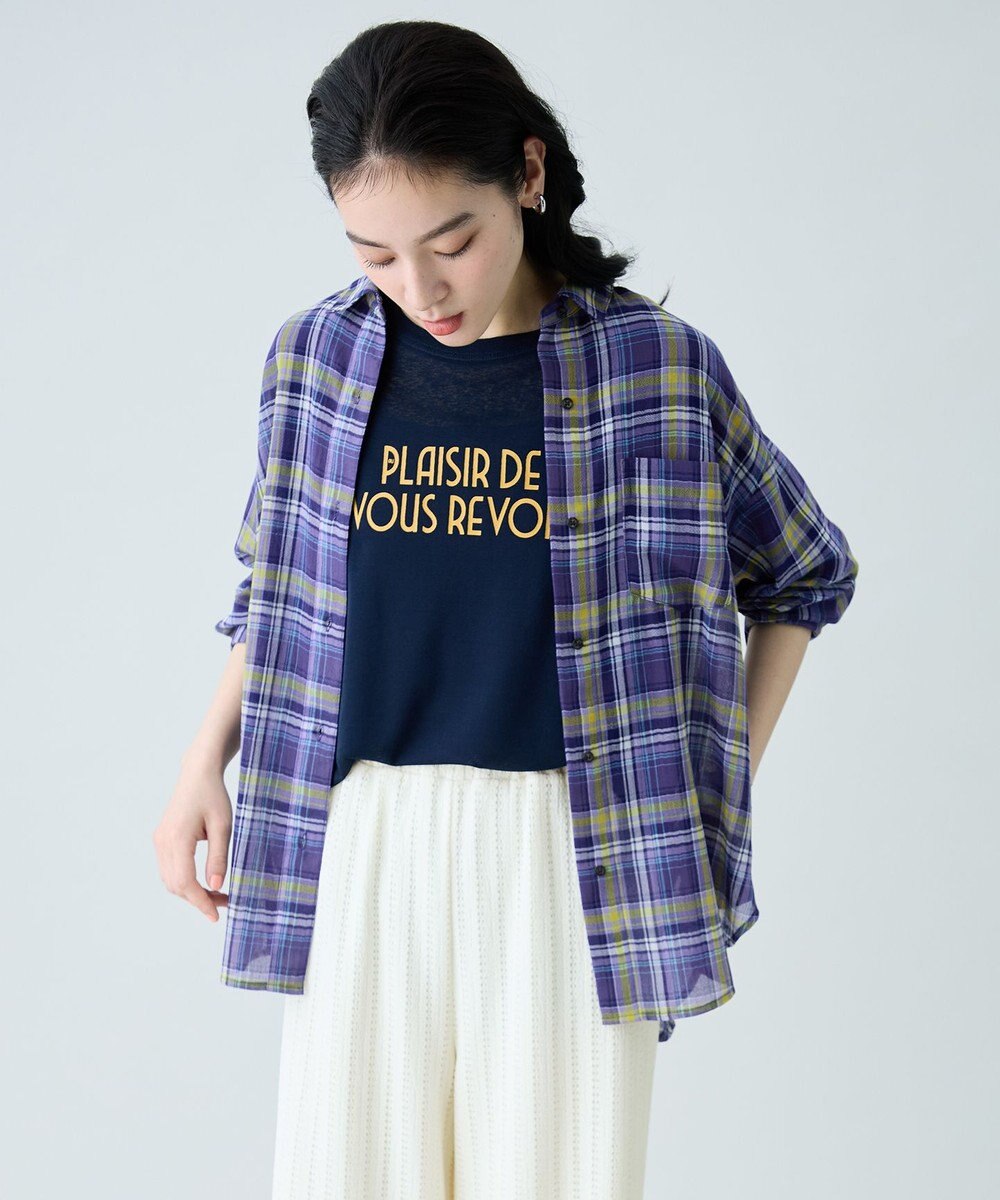ANY シアーチェックシャツ 