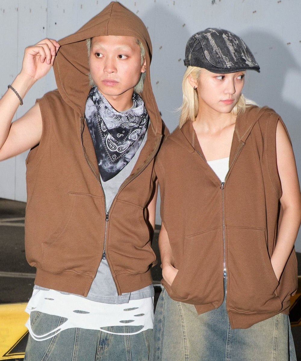 WEGO 【ユニセックス着用ITEM】ショートノースリーブZIPパーカー 