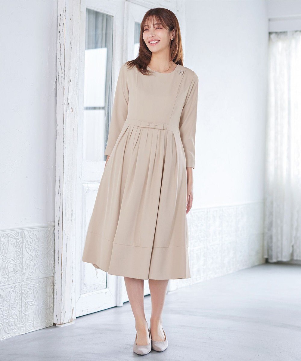 Tiaclasse L 【セレモニー・新色追加】リボンベルトフレアワンピース 