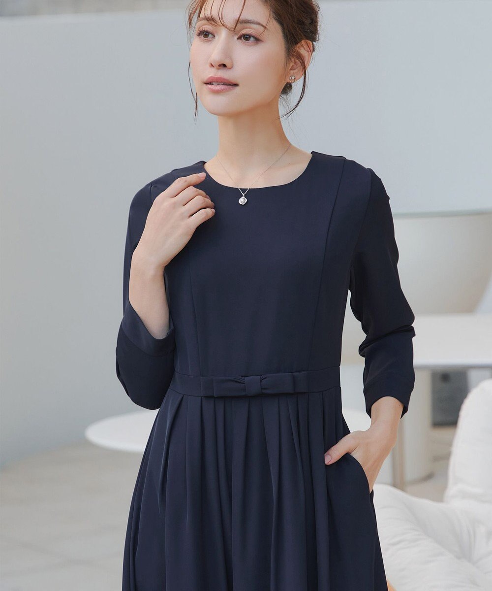 Tiaclasse L 【セレモニー・新色追加】リボンベルトフレアワンピース 